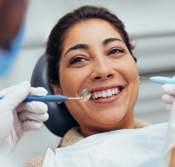 Smiling patient during dental exam